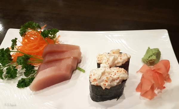 Sushi and sashimi from Sumo Grill in Sunridge Mall